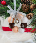 Handmade Wool Christmas Ornament with Neutral Tones and Silver Ribbon