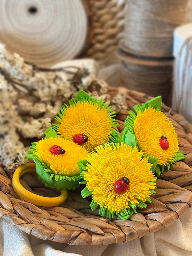 Sunflower Hair Ties for Kids - Set of 4