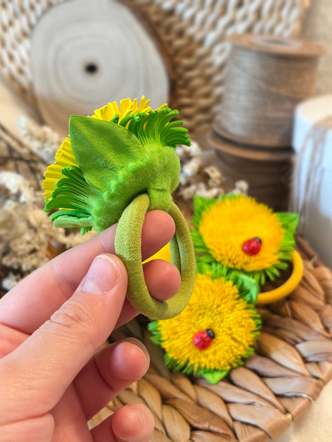 Sunflower Hair Ties for Kids - Set of 4