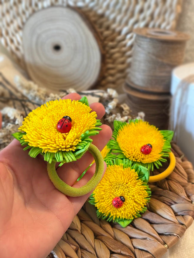 Sunflower Hair Ties for Kids - Set of 4