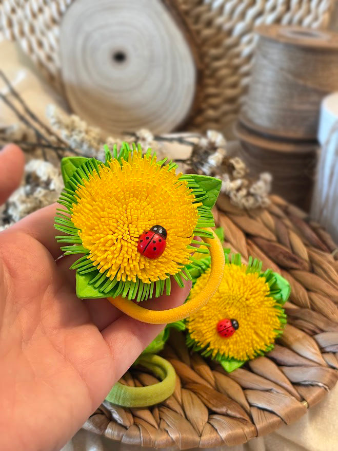 Sunflower Hair Ties for Kids - Set of 4