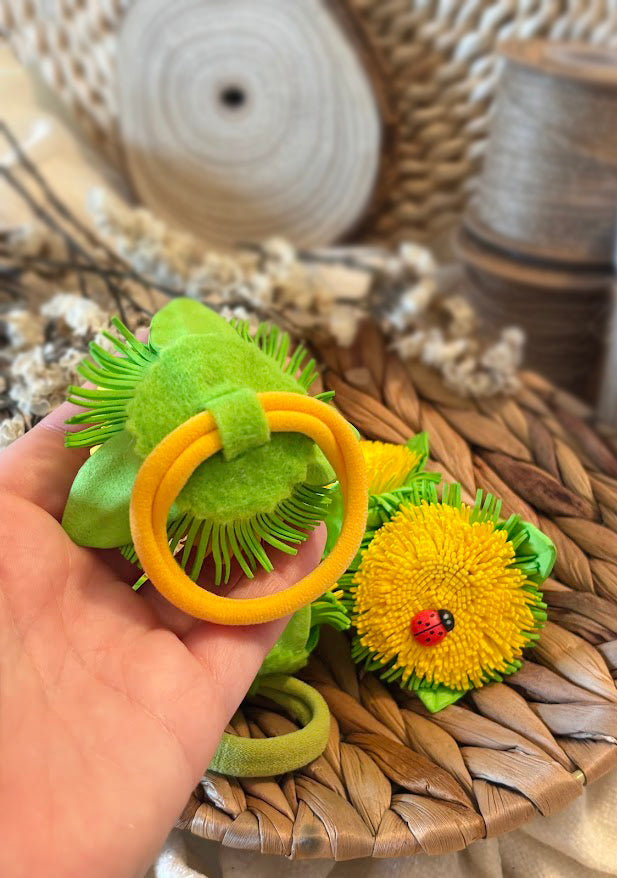 Sunflower Hair Ties for Kids - Set of 4