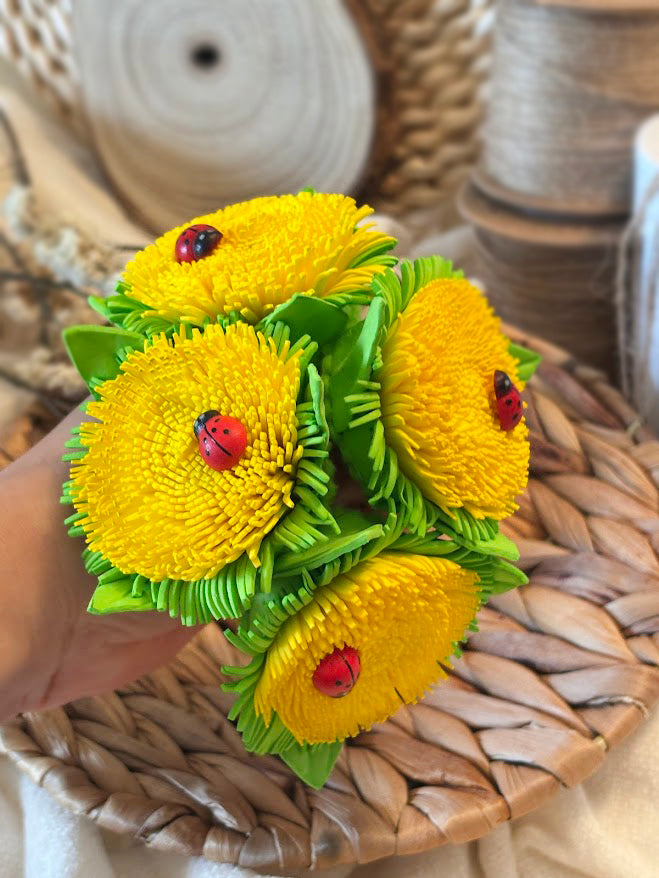 Sunflower Hair Ties for Kids - Set of 4