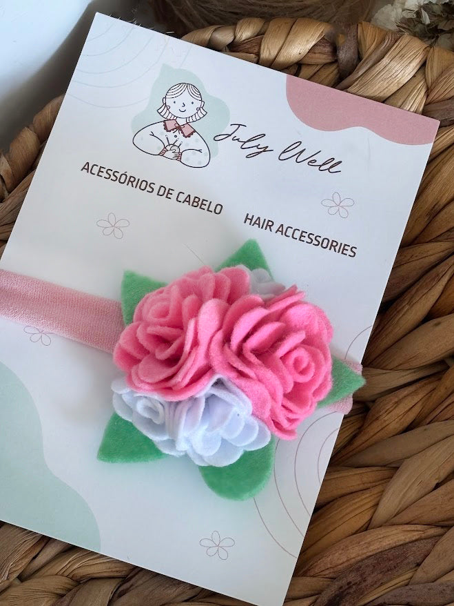 Pink Rose Baby Headband