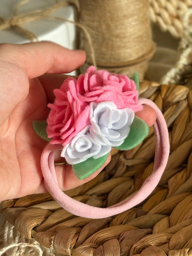 Pink Rose Baby Headband