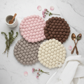 Handmade Wool Trivets Set - 4 Round Mixed Colors