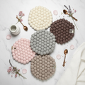 Handmade Wool Trivets Set - 5 Hexagon Mixed Colors