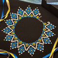 Blue Geometric Beaded Collar Necklace