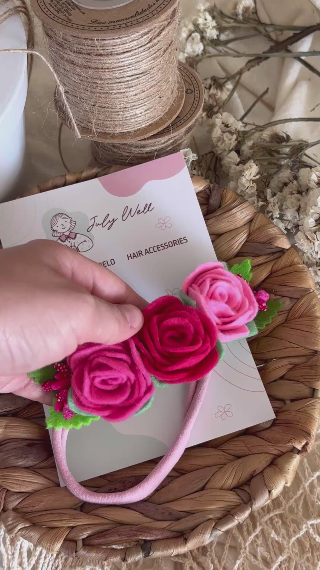 Pink Rose Baby Headband