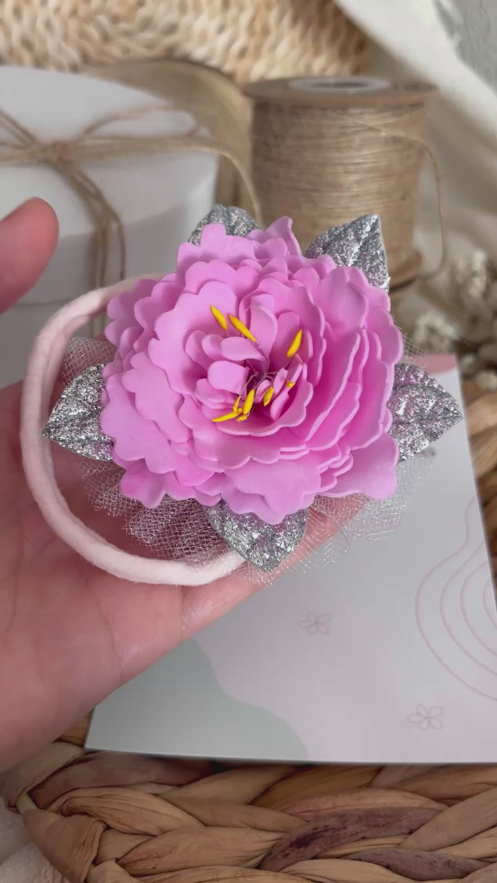 Baby Headband with Pink Flower