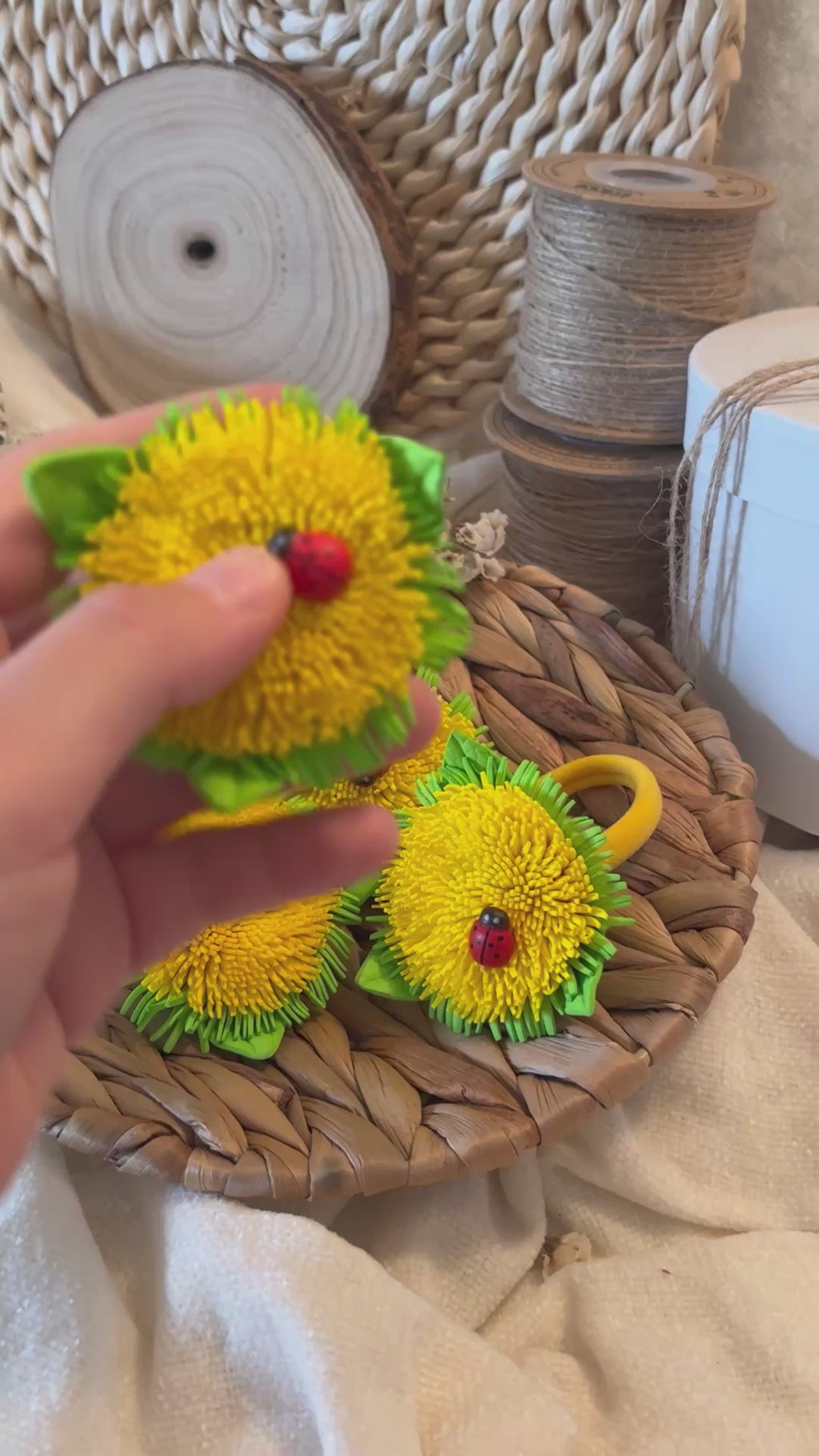 Sunflower Hair Ties for Kids - Set of 4