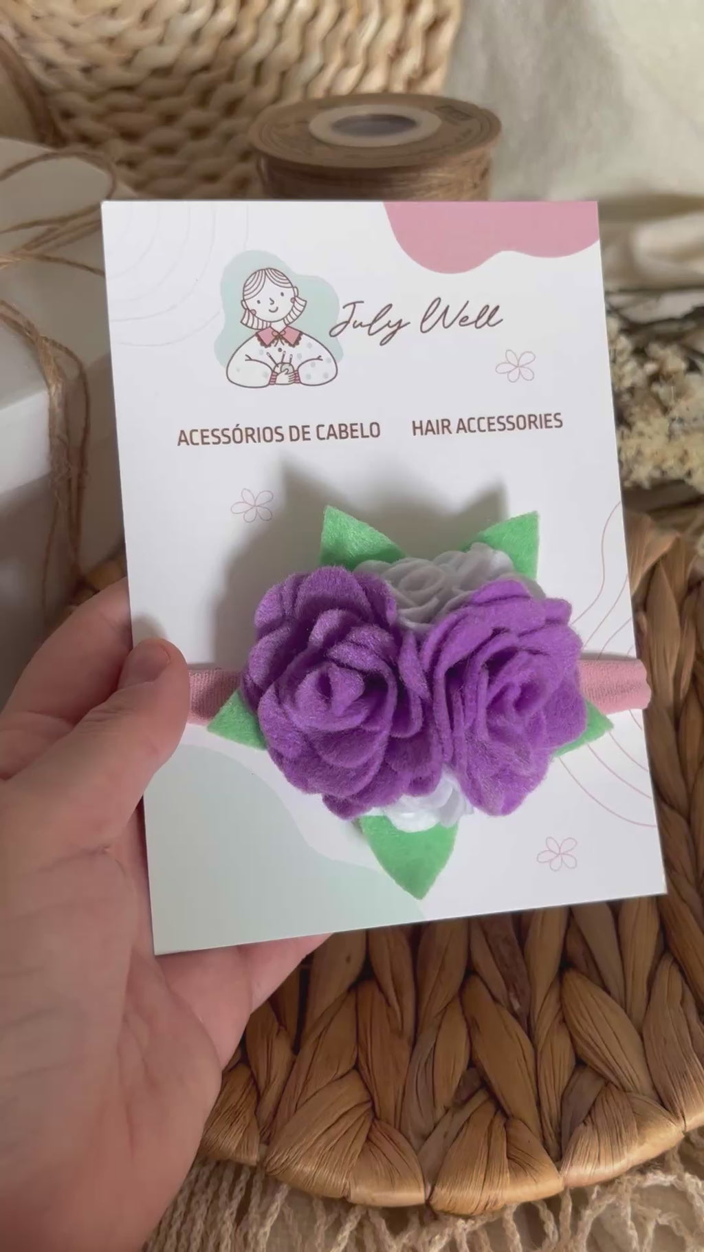 Purple Rose Baby Headband