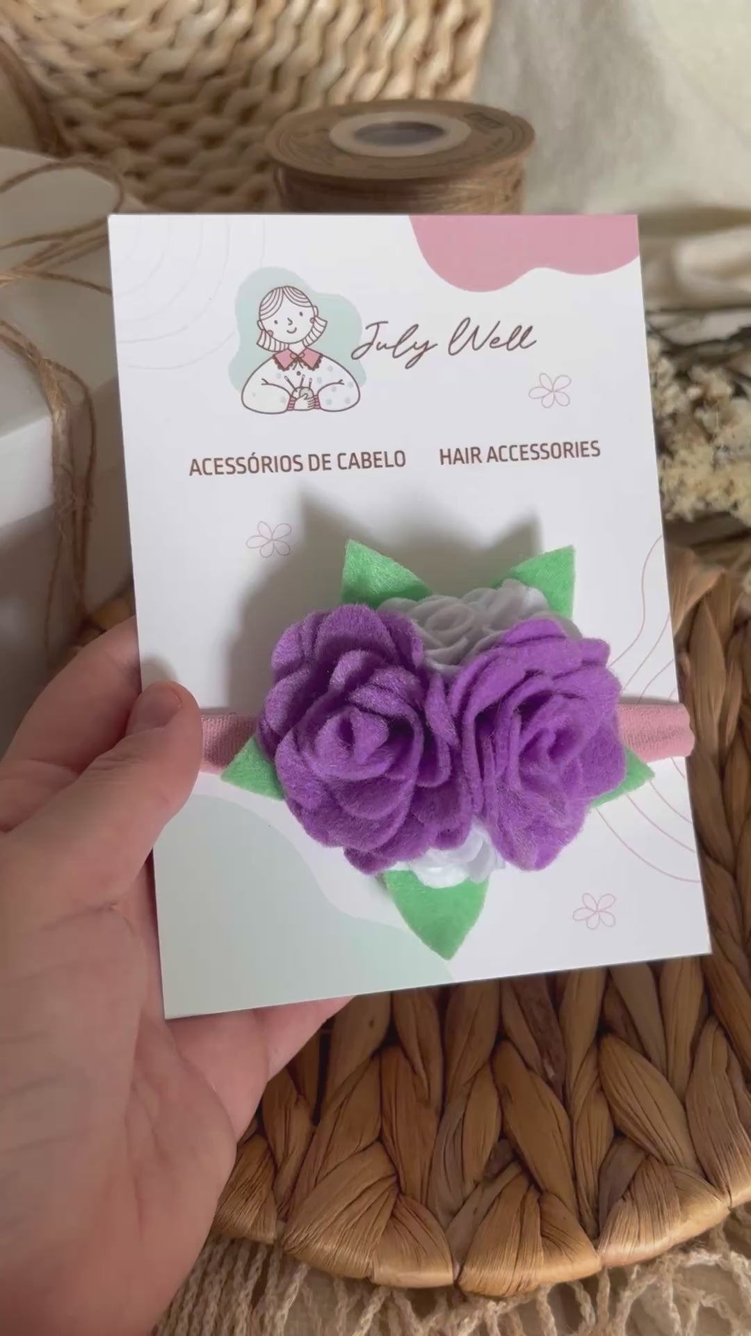 Purple Rose Baby Headband
