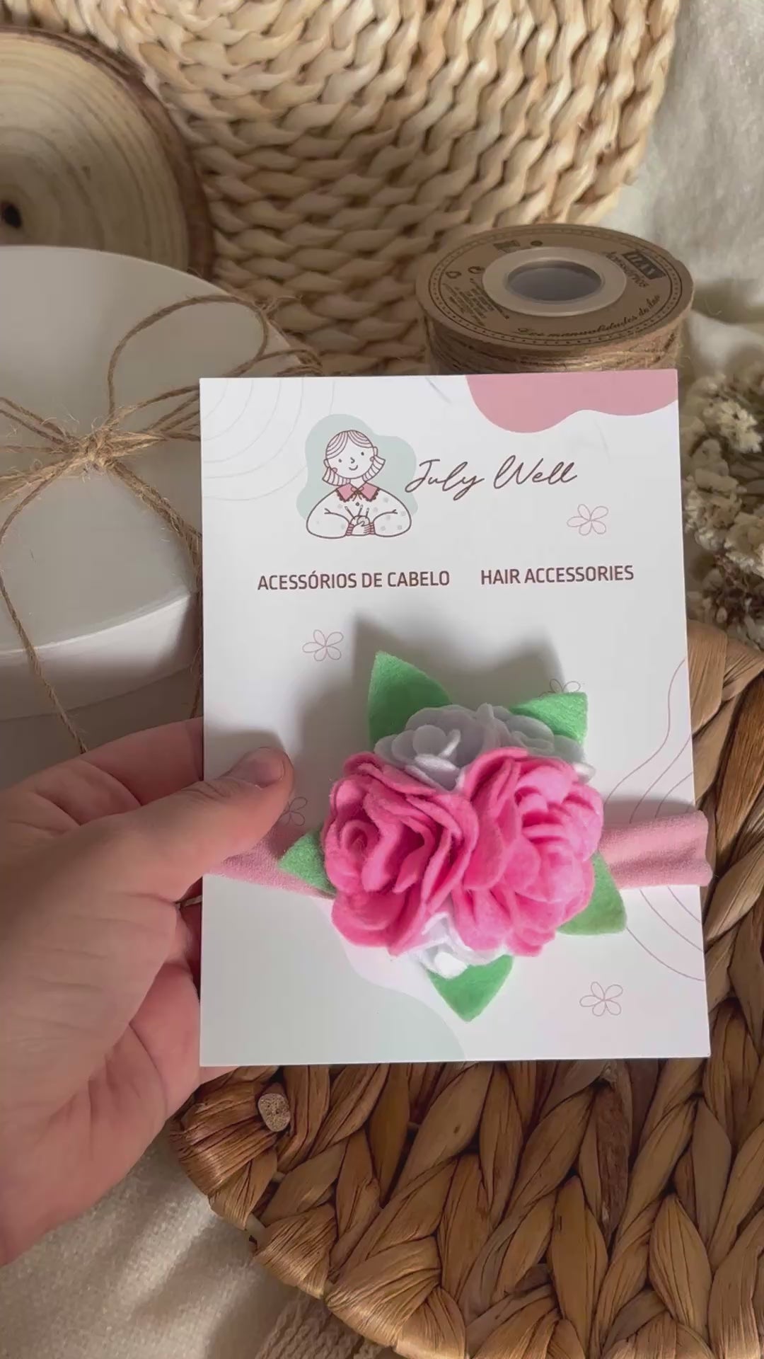 Pink Rose Baby Headband