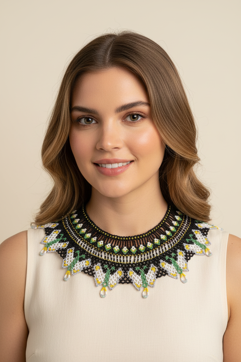 Butterfly Garden Beaded Collar Necklace