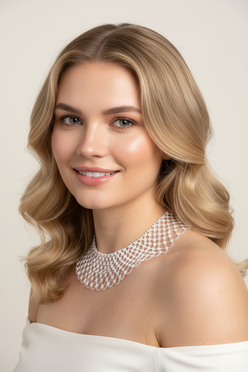 Soft Crystal Beaded Lace Collar