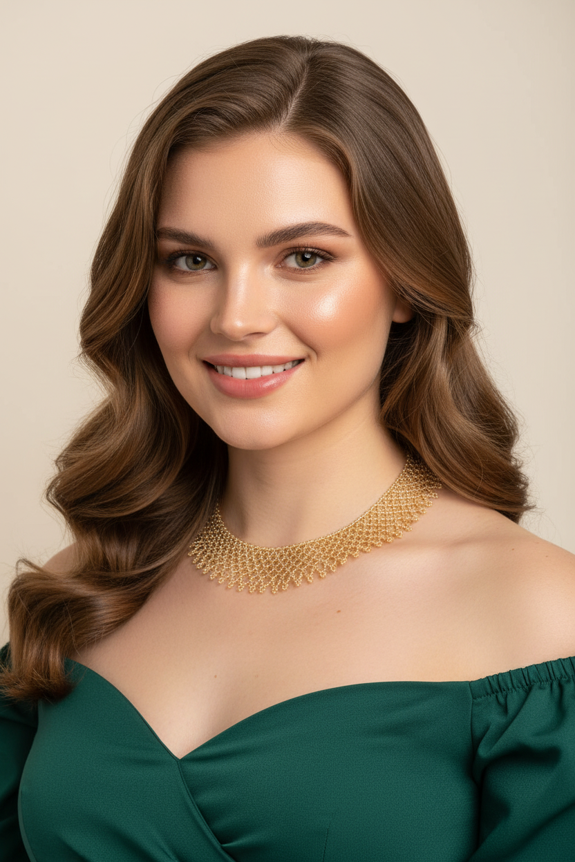 Handmade Beaded Necklace "Golden Lace"