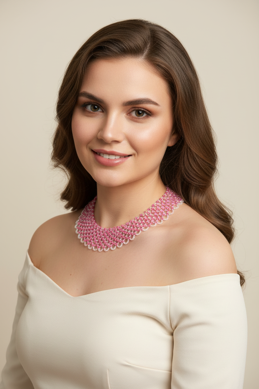 Pink Crystal Lace Collar Necklace