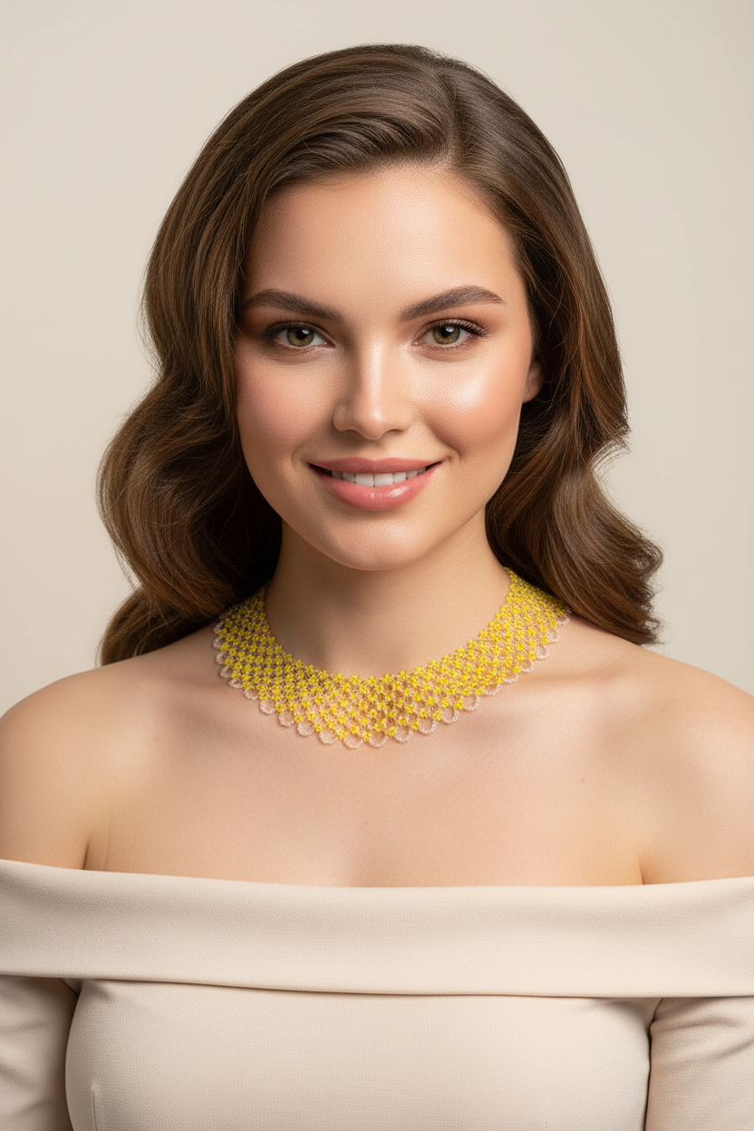 Handmade Beaded Necklace  "Sunshine Meadow"