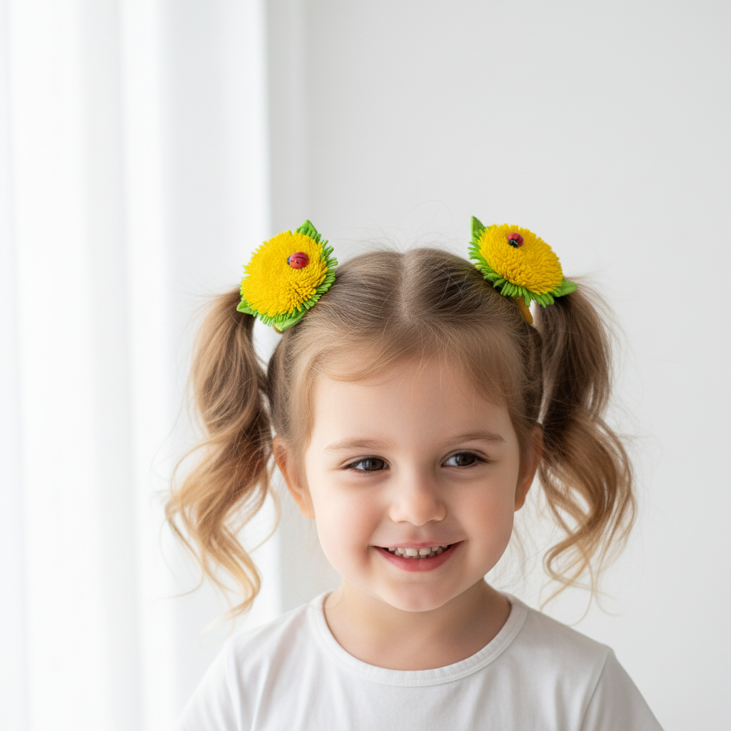 Sunflower Hair Ties for Kids - Set of 4